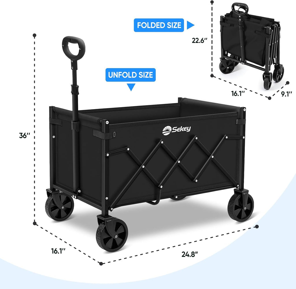 sekey lightweight collapsible wagon, 220 lb capacity, quick-fold on a desk or shelf