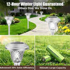 Beau Jardin 4 Pack Solar Pathway Lights White+ Color Changing Stainless Steel 3 Mode Outdoor Multicolor Metal Solar Powered Waterproof Glass for Garden Landscape Path Yard Walkway Driveway Silver