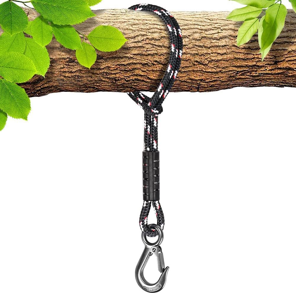 1Pcs 59" Tree Swing Ropes Hanging Swing Strap for Hammock Black | 2500LBs Capacity Hanging Swing Rope with Hook Hammock Chair Strap for Hanging Swing Chair, Tree Branch, Tree Swing Seat