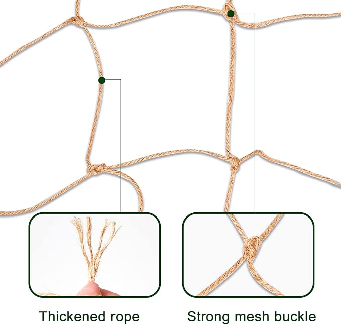 Jute Trellis Netting - Jute Netting for Garden, Heavy Duty Plant Support Netting for Climbing Plants, Cucumber, Vine, Fruits & Vegetables, Climbing Vining Plants (6.6 Ft x 16.4 Ft, 5.9 Inch Squares)