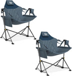 TIMBER RIDGE Hammock Camping Chair with Adjustable Backrest, Heavy Duty Folding Hammock Chair Supports 300lbs, Portable Hammock Chair for Camping, Travelling and Patio, Blue 2 Pack
