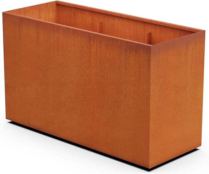 Plantercraft Large Rectangular Planters for Outdoor Plants 60x24x36 Inch | Corten Steel Planter for Patio & Garden | Extra Large Outdoor Planter Box | Metal Planter Rectangle, Made in USA