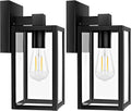 2-Pack Outdoor Wall Lantern, Exterior Waterproof Wall Sconce Light Fixtures, Black Outside Wall Lights with Clear Glass for House, Porch, Front Door, Garage, Patio, Bulbs Not Included