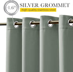 NICETOWN 2 Panels Outdoor Curtains for Patio Waterproof & Windproof, Thermal Insulated Top & Bottom Grommet & Back Tab Sun Blocking Outdoor Drapes with Fixed Rope for Gazebo, Sage Green, W66 x L90