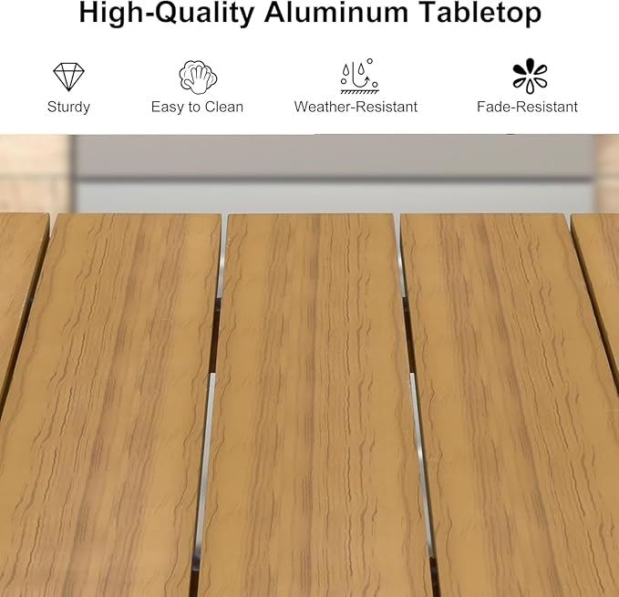 PURPLE LEAF 5 Pieces Patio Dining Set with Outdoor Aluminium Dining Table and Woven Chairs Modern Metal Furniture Cushions Sets for Garden Yard Indoor Decor Kitchen Teak