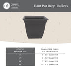 The HC Companies 6 Inch Eclipse Square Planter Pots with Drainage Holes & Attached Saucer, Lightweight UV-Resistant Plastic Indoor Outdoor Planters, 4-Pack Flower Pots for Garden & Home Decor, Teal
