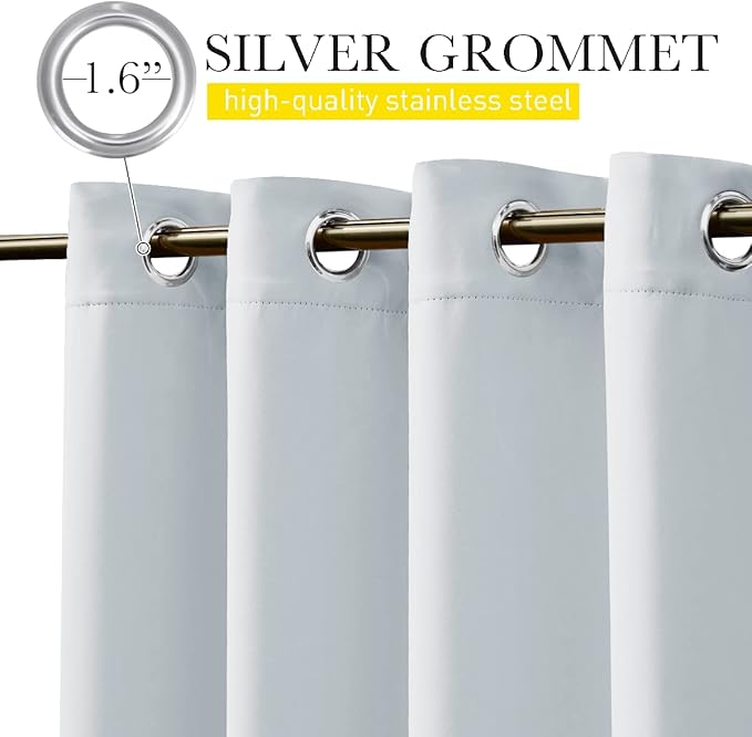 NICETOWN 2 Panels Outdoor Curtains for Patio Waterproof & Windproof, Extra Wide Grommet & Back Tab on Top & Bottom Thermal Insulated Sun Blocking Drapes with Rope for Deck, Greyish White, W100 x L108