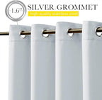 NICETOWN 2 Panels Windproof Outdoor Curtains for Patio Waterproof, Extra Wide Grommet & Back Tab on Top & Bottom Thermal Insulated Sun Blocking Drapes with Rope for Deck, Greyish White, W100 x L95