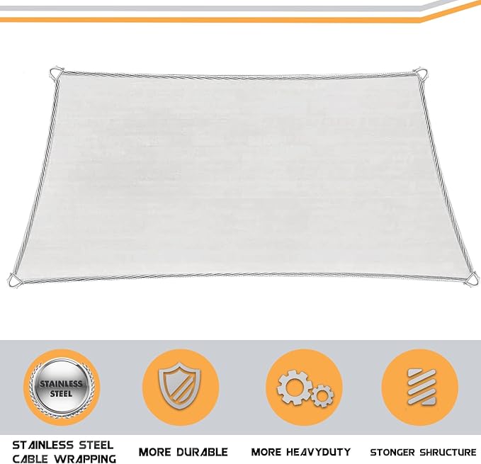 Upgraded with High-Strength Steel Cable Edges 20' x 24' Sun Shade Sail Turquoise Rectangle, Heavy Duty UV Blockage Outdoor Cover with Steel Wire Edges for Patio Garden