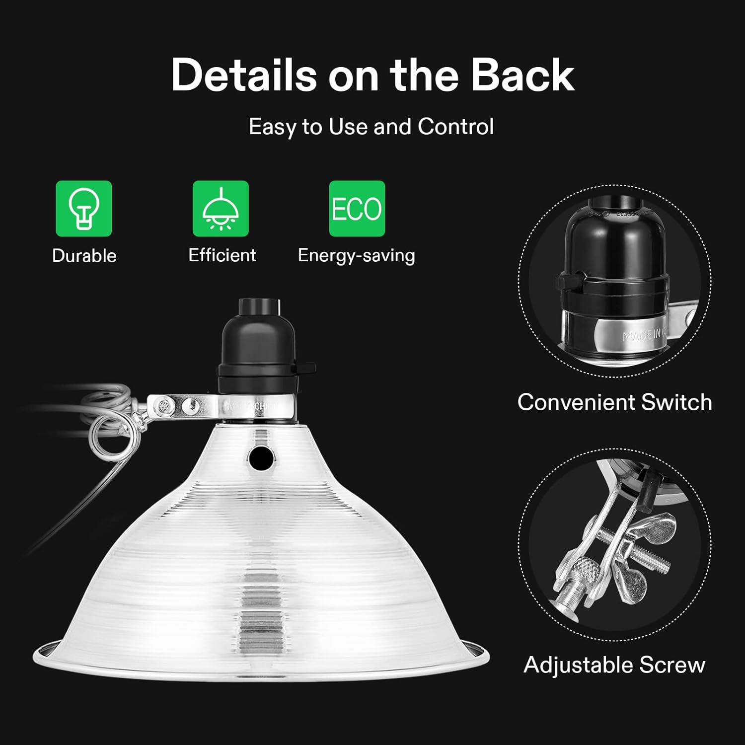 VIVOSUN 2 Pack Clamp Lamp Light with Detachable 8.5 Inch Aluminum Reflector | Up to 150 Watt, E26 Socket (No Bulb Included), 6 Feet Cord, UL Listed