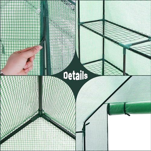 lemy walk-in greenhouse for outdoors,2-tier 8 shelves heavy-duty on a desk or shelf