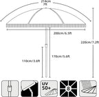AMMSUN 7ft Patio Umbrella with Fringe Outdoor Tassel Umbrella UPF50+ Premium Steel Pole and Steel Ribs Push Button Tilt, Black
