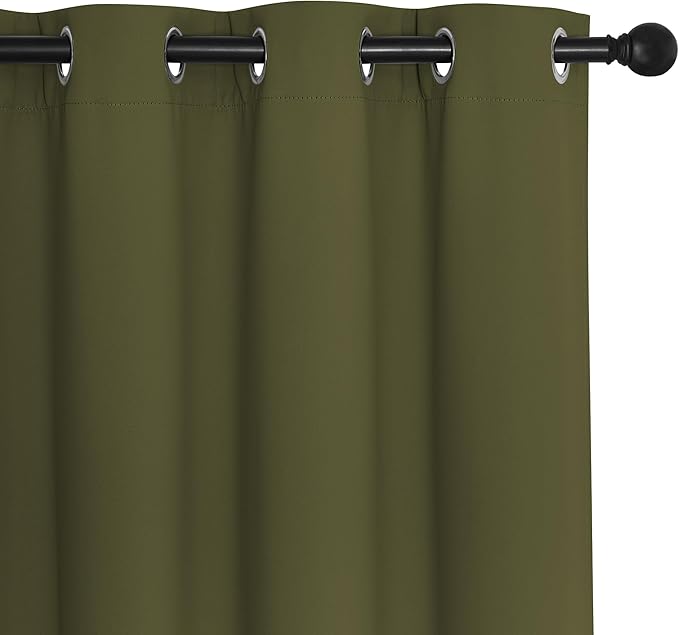 NICETOWN Blackout Curtains 63 inches Long for Living Room Bedroom, Grommet Thermal Insulated Room Divider Drape Window Treatment for Sliding Patio Door, W100 x L63, 1 Panel, Olive Green