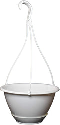 10" white plastic hanging basket with saucer for, main product view