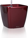 Dexceder 11x10 Self Watering Planter Indoor Outdoor, Inner Mat Design, Thickened Table Flower Plant Pot with Water Level Indicator (Red High Gloss)
