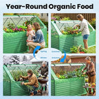 quictent raised garden bed with cover galvanized planter showing dimensions