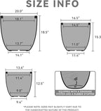 Kante 20",16.5",13.4" Dia Round Concrete Planters (Set of 3), Outdoor Indoor Modern Decorative Plant Pots with Drainage Hole & Rubber Plug for Home & Garden, Charcoal