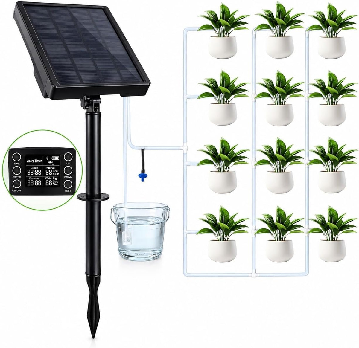 solar drip irrigation system automatic plant watering device, main product view