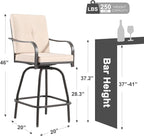 Patio Swivel Bar Stools Set of 4, Outdoor Bar Height Swivel Chairs with Cushions for Garden Balcony Backyard, Beige
