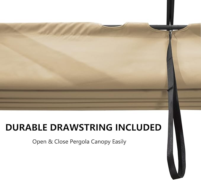 Pergola Shade Cover Replacement Canopy Top Compatible with 10 X 12 ft 6-Bar Pergola Frames - Beige (Canopy Size 116" W x 120" L, Canopy Top Only)