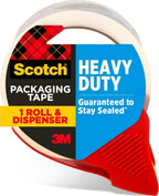 Scotch Heavy Duty Shipping Packing Tape, Clear, 1.88 in. x 38.2 yd. | Shipping and Packaging Supplies, 1 Tape Roll with Dispenser