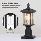 Solar Post Light, Outdoor Waterproof LED Pillar Lights with Glass and Pier Mount Base Solar Lamp Post Light ST4368Q Fits 6x6 Wooden Posts for Gates Yard Pole Column Garden Deck Pathway Driveway