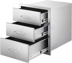 VEVOR Outdoor Kitchen Drawers 18.11" W x 23.23" D x 23.23" H, Triple-Access Stainless Steel BBQ Drawers with Handles, BBQ Island Drawer for Outdoor Kitchens or Barbeque Island Patio Grill Station