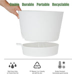 12inch Large Self Watering Plant Pot, Plastic Cylinder Planter with 60Oz Deep Reservoir and Saucer for Indoor Outdoor Plants Flowers Houseplants, White