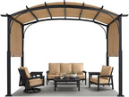 MASTERCANOPY 10x10ft Outdoor Retractable Pergola with Sun Shade Canopy Patio Metal Garden Pergola,Beige