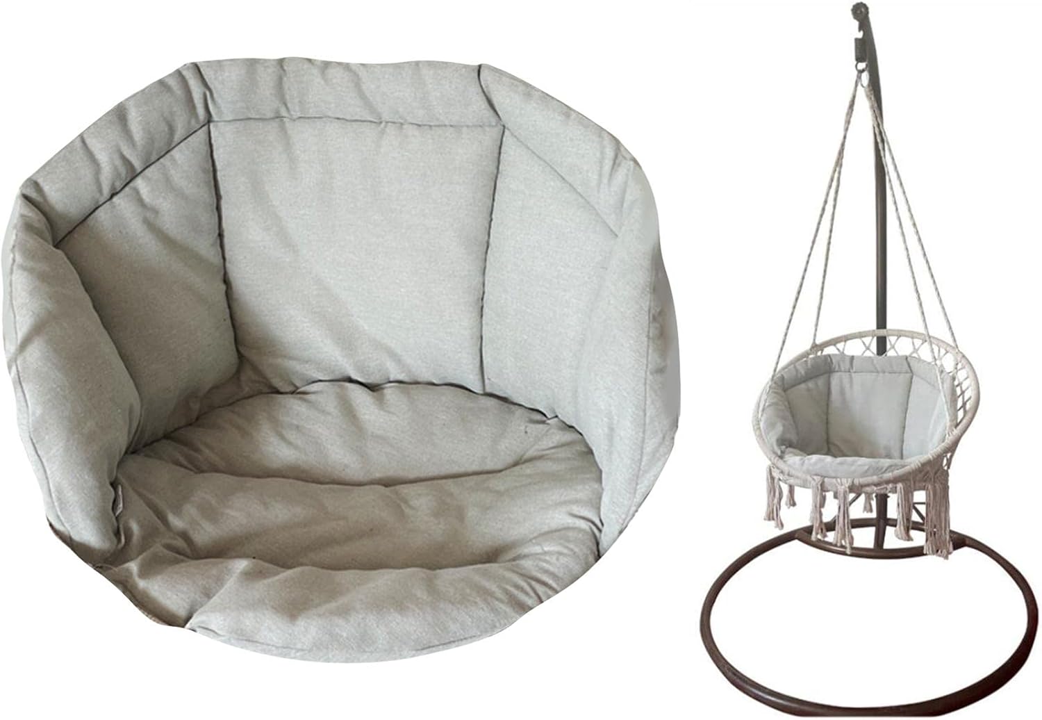 Swing Seat Cushion Hanging Chair Cushion Hammock Cradle Pads for Garden Rocking Home Bedroom Yard Deck (Grey)
