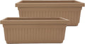The HC Companies 24 Inch Venetian Window Planter Box with Drainage Plug, Lightweight UV-Resistant Plastic Indoor & Outdoor Planters, 2-Pack Flower Box for Garden & Home Decor, Sandstone