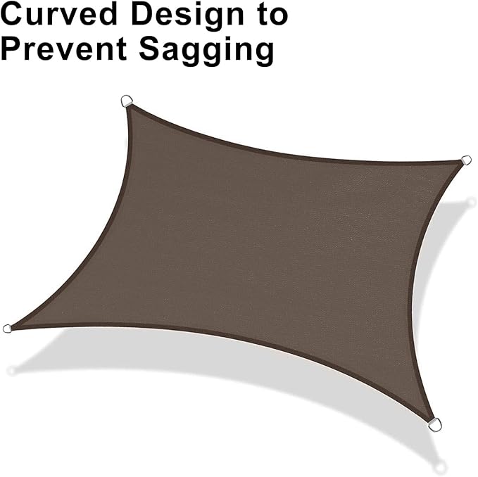 LOVE STORY Custom Size 8'x8' Brown Sun Shade Sail Rectangle UV Block Canopy Patio Sail Sunshades Fabric for Outdoor Garden Carport (We Make Custom Size)