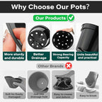 BTPLASTIK 8 Inch Plastic Plant Pots, 15 Pack Sturdy Nursery Pot with Drainage Holes, Flower Planter Pots for Indoor Outdoor, Garden Containers Sets for Vegetable Herbs Flowers, Black