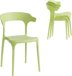 Modern Stackable Dining Chair Set, No Assembly, Plastic Chair, Patio Chair, Suitable for Indoor and Outdoor Cafes and Restaurants, Set of 4 (Pistachio Green)