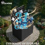 yitahome 31 gallon outdoor storage box, side view