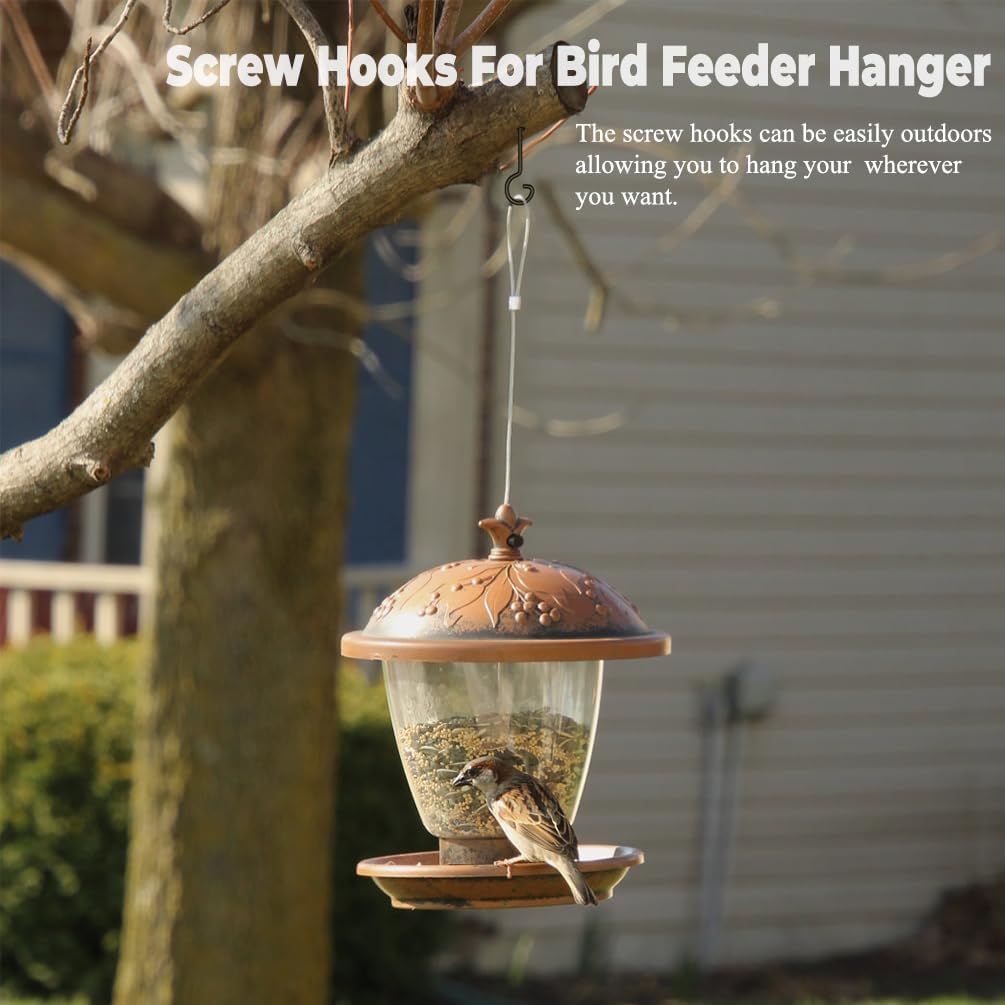 shikaman Screw in Hooks for Bird Feeder Hanger, Outdoor String Lights Hooks (30, 9 Inch)