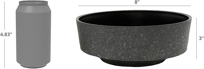 The HC Companies 8 Inch Round Plastic Succulent Capri Bowl 8"x8"x3" in Faux Concrete Color with Copper Band