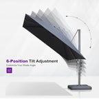 PURPLE LEAF Patio Umbrella 9' X 9' Rectangle Cantilever Umbrella Large Aluminum Outdoor Umbrellas with 360-degree Rotation & UPF40+ Premium Fabric for Deck Pool Garden Yard, Graphite Grey