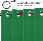 PureFit Outdoor Curtains for Patio Waterproof Weatherproof, UV Resistant Outside Curtains for Gazebo, Front Porch, Pergola, Sun Blocking Privacy Curtain, 150W x 84L inch, 1 Panel, Green