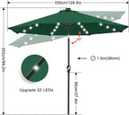 ABCCANOPY Durable Solar Led Patio Umbrellas with 32LED Lights 11FT (Deep Green)