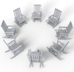 Oversized Rocking Chair Set of 8, Outdoor Rocking Chair for Adults, All Weather Resistant Porch Rocker for Lawn Garden, White