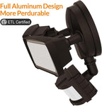 LEPOWER 30W LED Security Lights Motion Sensor Light Outdoor, 3200LM Motion Security Light, 5500K, IP65 Waterproof, 2 Head Motion Detector Flood Light for Garage, Yard, Porch, Brown (NOT Solar Powered)