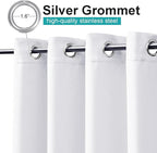 NICETOWN White Outdoor Curtains for Patio Waterproof 95 inches Long, 2 Panels Premium Thick Privacy Weatherproof Grommet Outside Drapes for Porch, Gazebo, 52W x 95L inch, Pure White