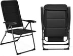 DORTALA 2-Piece Foldable Patio Chairs, Folding Chairs w/Adjustable Backrest, Outdoor Sling Chairs for Deck, Backyard, Bistro, 300 lbs Capacity, Set of 2, Black