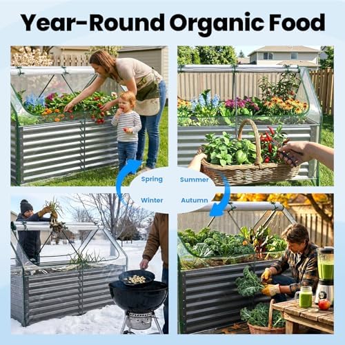 quictent large raised garden bed with cover 6x3x2, side view