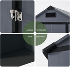 aoxun 4×6 ft all-weather resin storage shed, dark on a desk or shelf