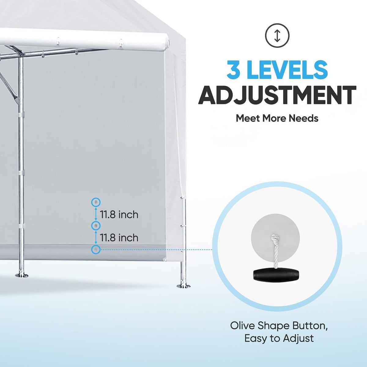 advance outdoor carport replacement sidewall 10/12x20 ft, heavy, side view