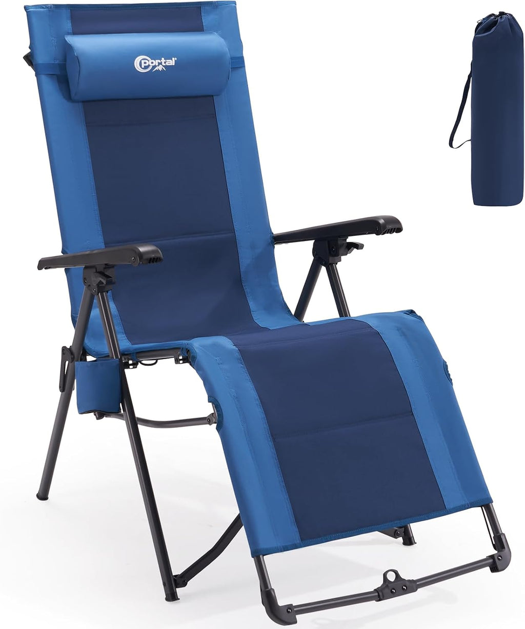 Portal Portable Zero Gravity Chair, Lounge Chair Outdoor Oversized Zero Gravity Chair Folding Lounge Chair with Adjustable Pillows and Cup Holder for Poolside Backyard and Lawn, Support 350lbs