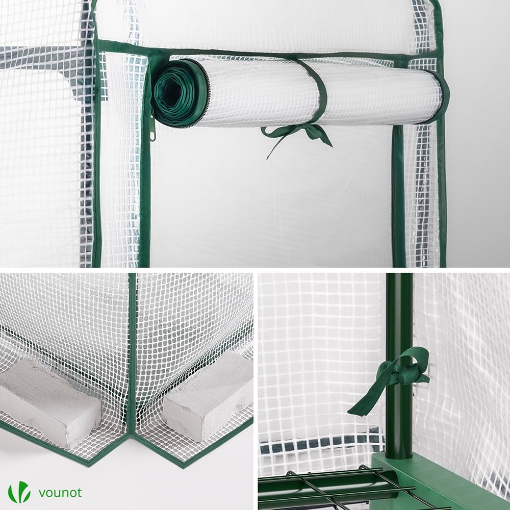 vounot® mini greenhouse with 5-tier shelves garden greenhouse showing dimensions