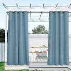 NICETOWN Canvas Outdoor Waterproof Patio Curtains 2 Pieces, Rustproof Grommets UV Blocking Vertical Drapes Keep Sun & Rain Out Dustproof for Porch/Pergola, Teal, W55 x L84